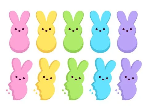 Marshmallow bunnies set Stock Illustration