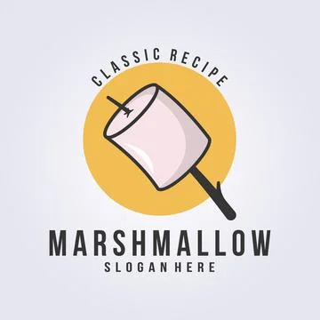 Marshmallow for camping logo vector illustration design, simple outline lin.. Stock Illustration
