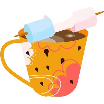 Marshmallow candy on coffee cup vector icon 库存插图