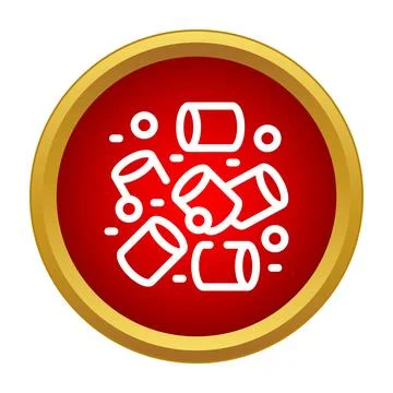Marshmallow candy simple outline icon on red background Stock Illustration