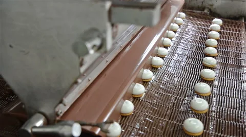 Marshmallow chocolate enrobing machine Video stock 46234161