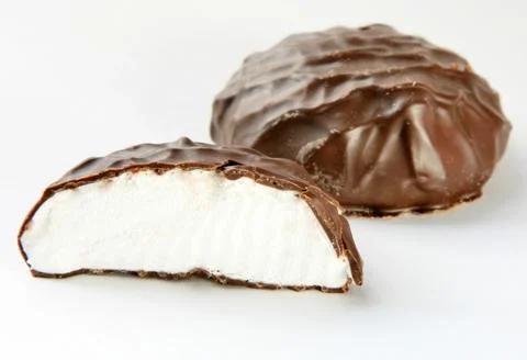 Marshmallow in a chocolate Stock Photos