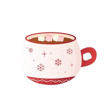 Marshmallow cocoa, tea, winter mug warm drink Stock Illustration