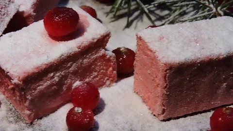 Marshmallow with cranberries. Stock Footage 102061619