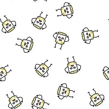 Marshmallow dessert character vector seamless pattern Stock Illustration