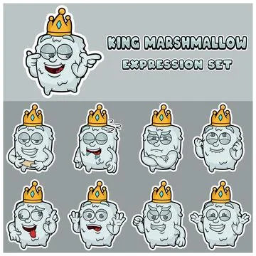 Marshmallow Expression set. Mascot cartoon character for flavor, strain, la.. Stock Illustration