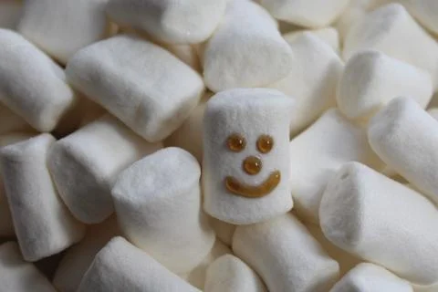 Marshmallow with a funny face Stock Photos