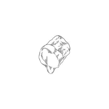 Marshmallow in melted chocolate hand drawn vector engraved illustration, sweet Stock Illustration
