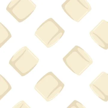 Marshmallow pattern, food dessert seamless background. Small square candy Stock Illustration