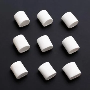 Marshmallow pattern, top view flat lay on colorful background Stock Photos