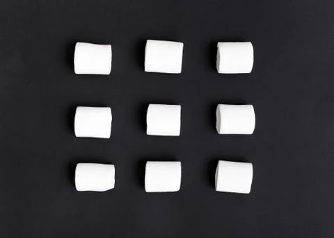 Marshmallow pattern, top view flat lay on colorful background Stock Photos