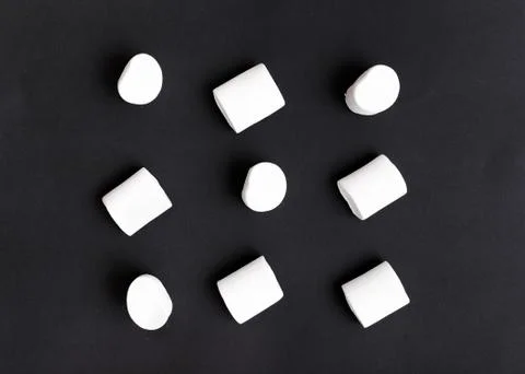 Marshmallow pattern, top view flat lay on colorful background Stock Photos