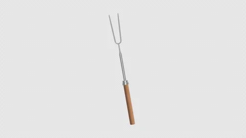 Marshmallow Roasting Stick Rotating on a Transparent Background. Seamless Loop. Stock Footage 310730260
