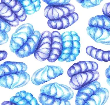 Marshmallow. Seamless pattern. Watercolor (2) Stock Illustration