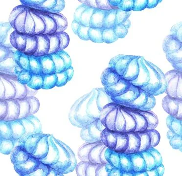 Marshmallow. Seamless pattern. Watercolor (5) Stock Illustration