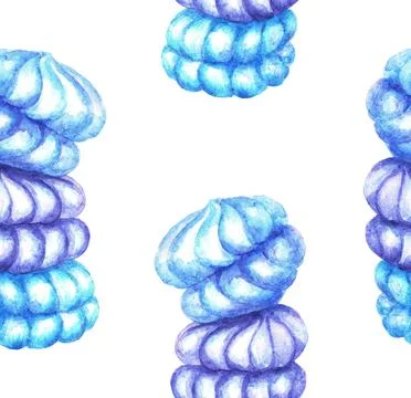 Marshmallow. Seamless pattern. Watercolor Stock Illustration