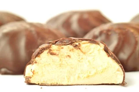 Marshmallows in chocolate glaze Stock Photos