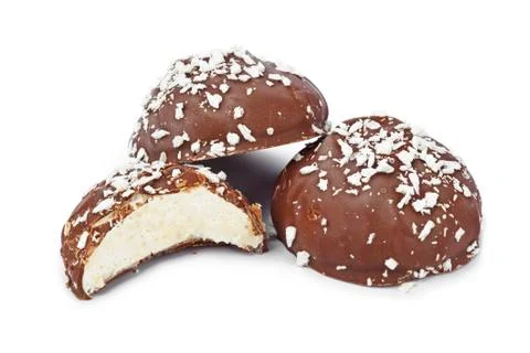 Marshmallows in chocolate Stock Photos