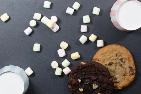 Marshmallows on colorful background Stock Photos