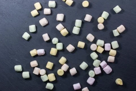 Marshmallows on colorful background Stock Photos