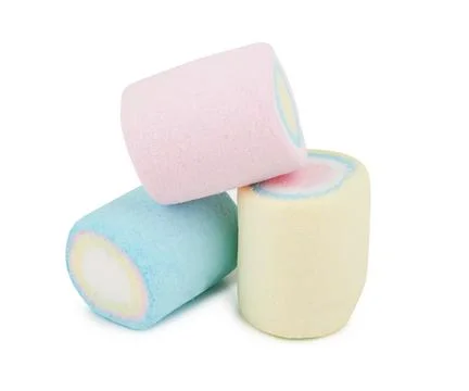 Marshmallows of different colors isolated Foto stock
