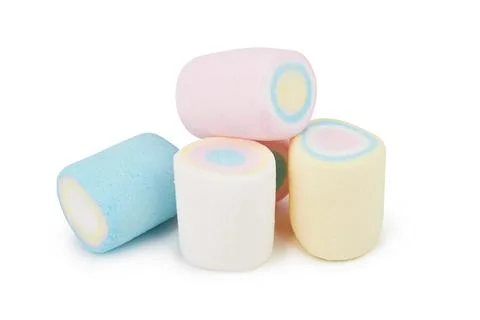 Marshmallows of different colors isolated Stock Photos