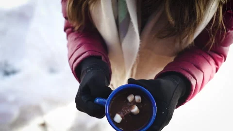 Marshmallows Falling in Hot Chocolate Stock Footage 243123824