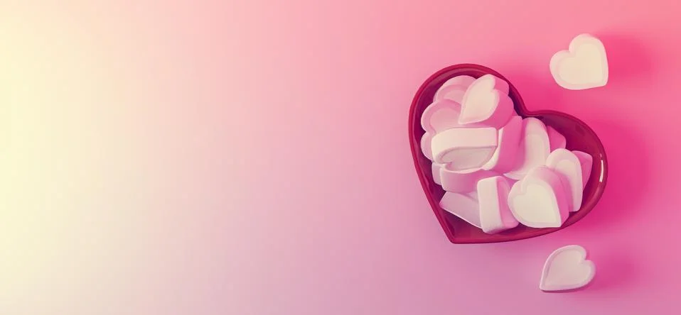 Marshmallows heart shape with space for text Stock Illustration
