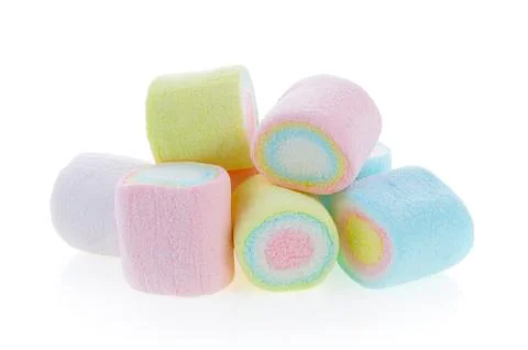 Marshmallows isolated on white background Stock Photos