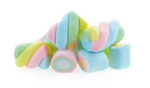 Marshmallows isolated on white background Stock Photos