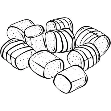 Marshmallows line art Stock Illustration