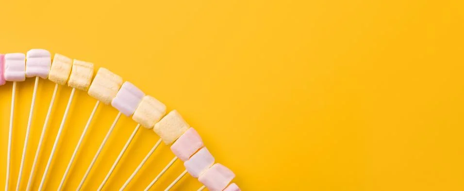 Marshmallows panoramic mock-up Stock Photos