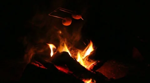 Marshmallows Roasting Over Fire HD Stock Footage 8048185