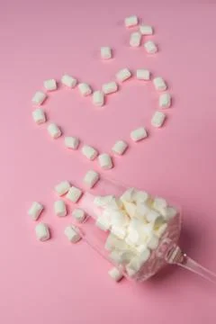 Marshmallows in the shape of a heart Stock Photos
