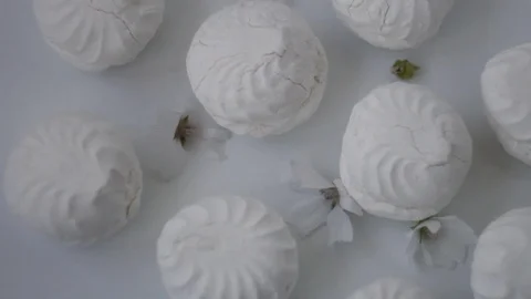 Marshmallows, souffle, background, close-up, round-trip Stock Footage 117294598