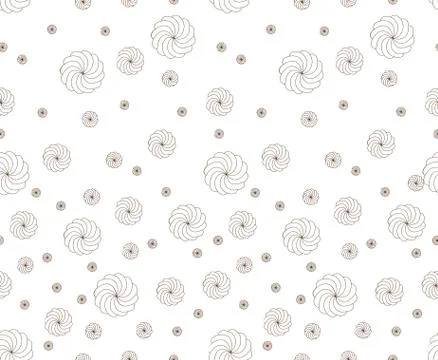 Marshmallows vector seamless texture. Black contour marshmallows on a white Illustrazione stock