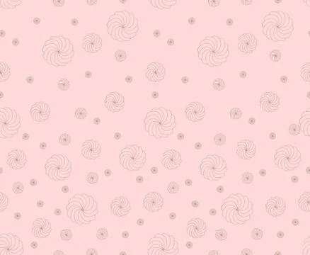 Marshmallows vector seamless texture. Pink contour marshmallows Illustrazione stock
