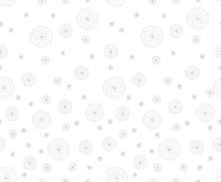 Marshmallows vector seamless texture.Grey contour marshmallows on a white Illustrazione stock