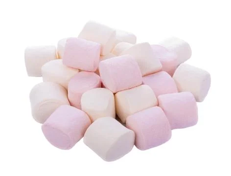 Marshmallows on white background Photos
