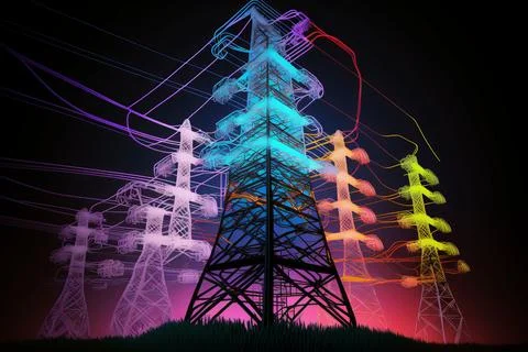 Mart Power Grid Multi-color Smart Electric Grid Stock Illustration