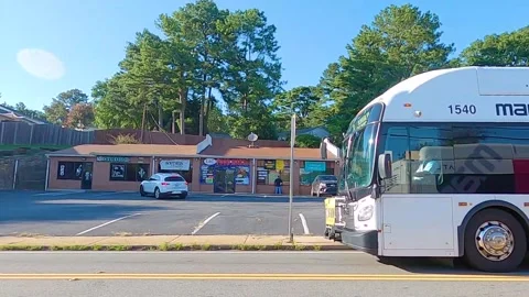 Marta public transit bus driver wears a face mask during the covid-19 pandemic Stock Footage 135944405