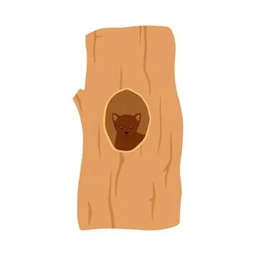 Marten is sitting in a hollow tree, vector flat illustration on a white Illustrazione stock