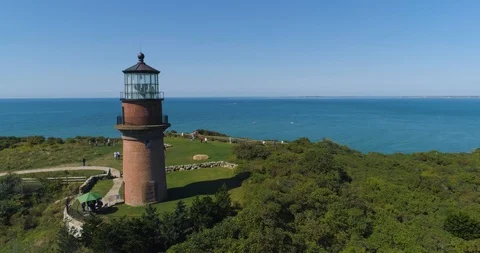 Martha's Vineyard Coast, Ocean, Lighthouse, Aerial Drone Stock Footage 102398959