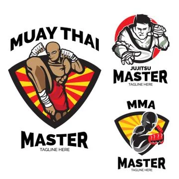 Martial art master theme. logo set Stock Illustration