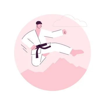 Male Ninja Practicing High Jump Martial Arts, Doodle Icon Image