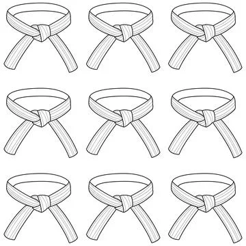 Martial arts belts with different rank colors. Vector coloring page. Stock Illustration