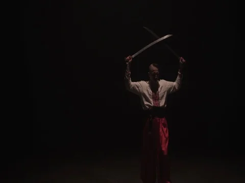 Martial Arts Dance Cossacks Choreography Slow Motion 스톡 동영상 70071812