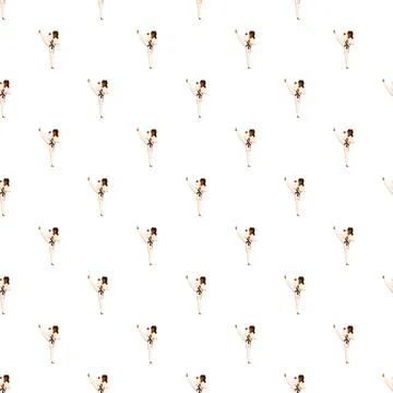 Martial arts fighter doing high kick seamless pattern Illustrazione stock