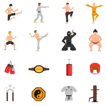 Martial Arts Icons Set Stock Illustration