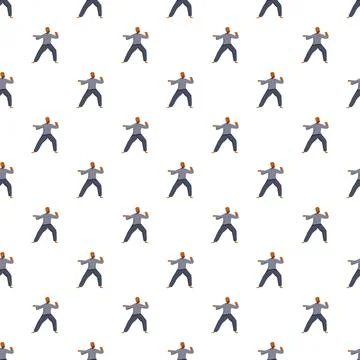 Martial arts practitioner in fighting pose seamless pattern イラスト素材